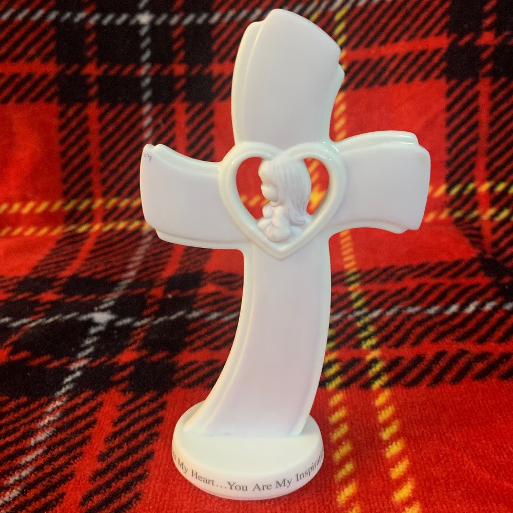 Precious Moments Cross My Heart cross figurine.